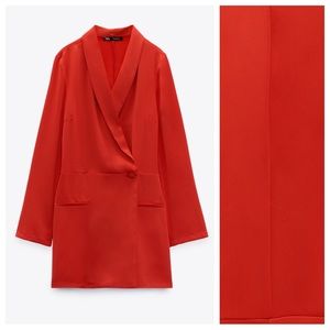 NWT. Zara Red Double Breasted Jumpsuit/Blazer. Size M.